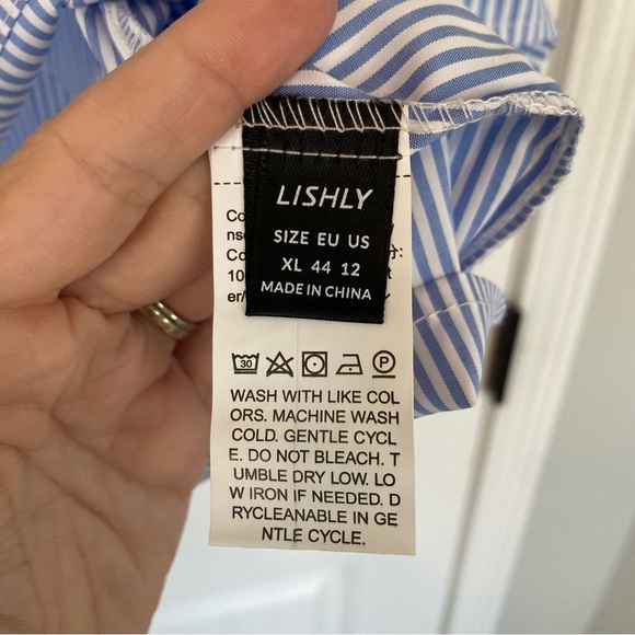 Lishly Women’s Blue and White Striped Tank Top Size XL - Picture 4 of 6